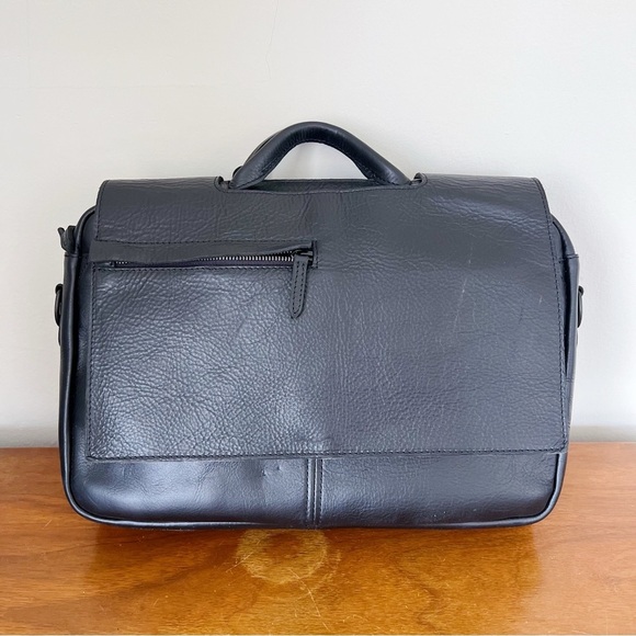 RUSTICO • Surveyor Messenger Bag black leather briefcase laptop shoulder black - Picture 4 of 16